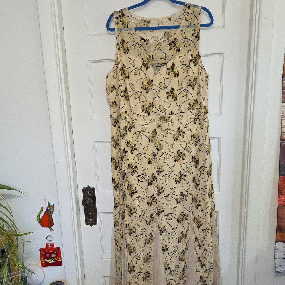 Candalite Woman Sz 2X Floral Formal Maxi Dress Fairy Ethereal Sleeveless 0748
